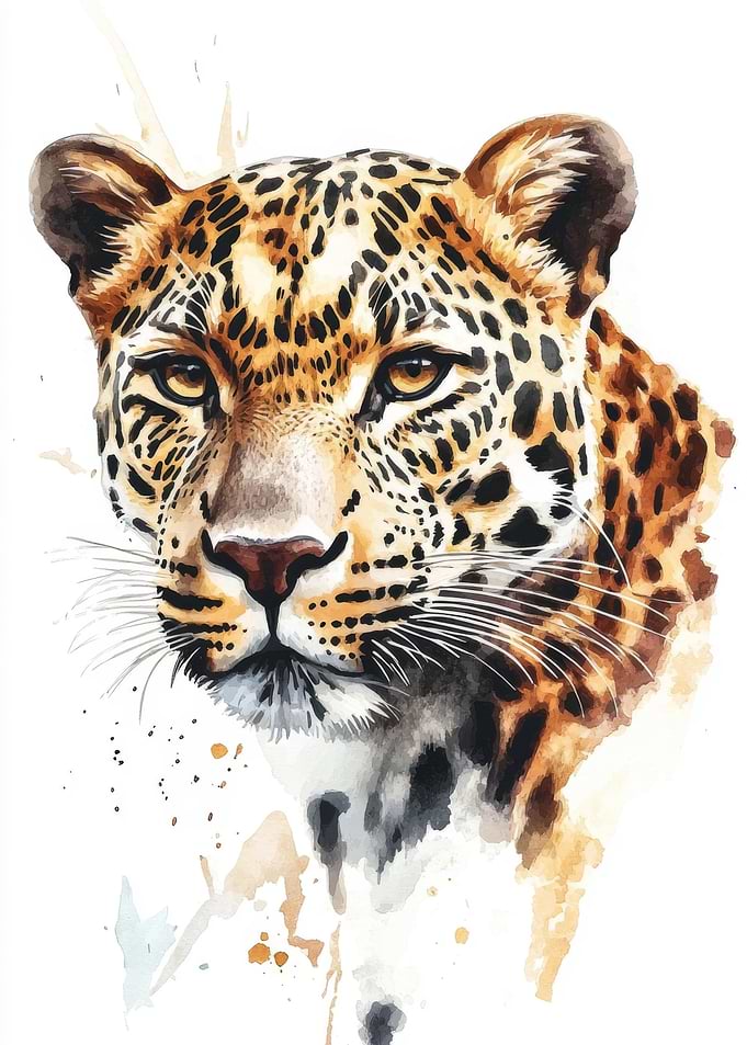 Leopard Watercolor Portrait