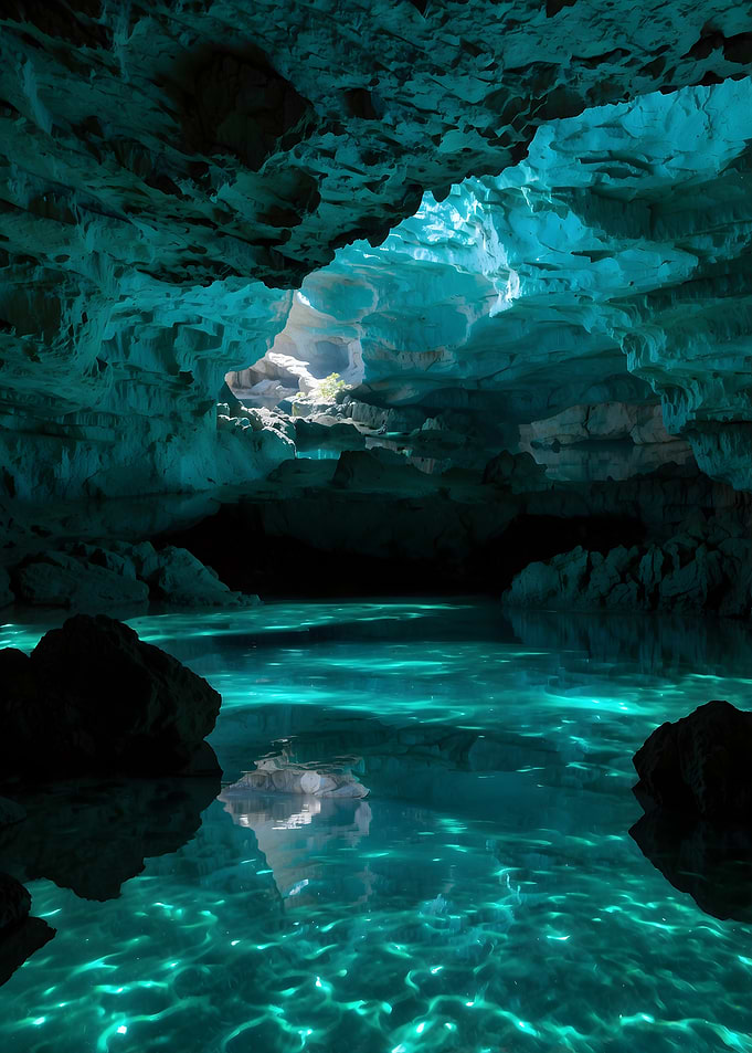 Cave with Turquoise Water