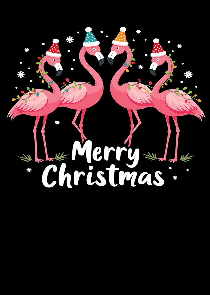 Flamingos Merry Christmas