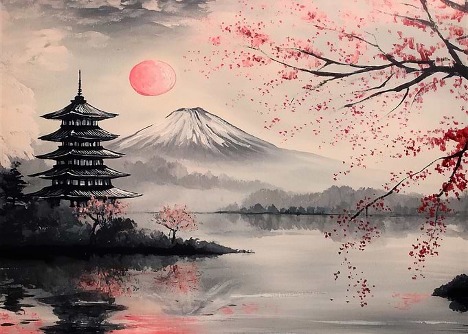 Japanese Pagoda Landscape