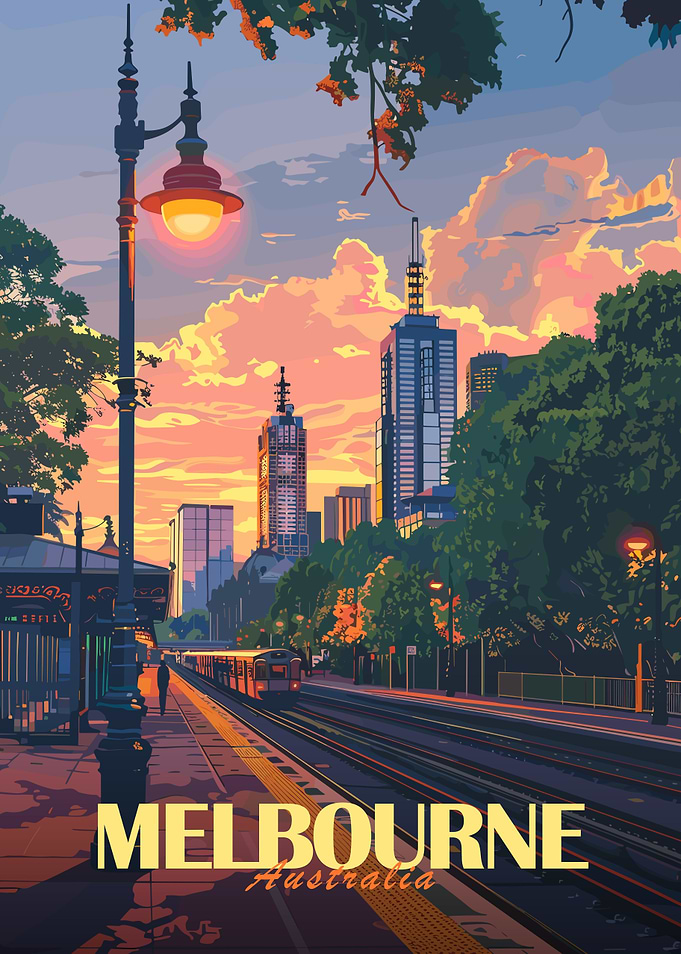 Melbourne Cityscape Sunset