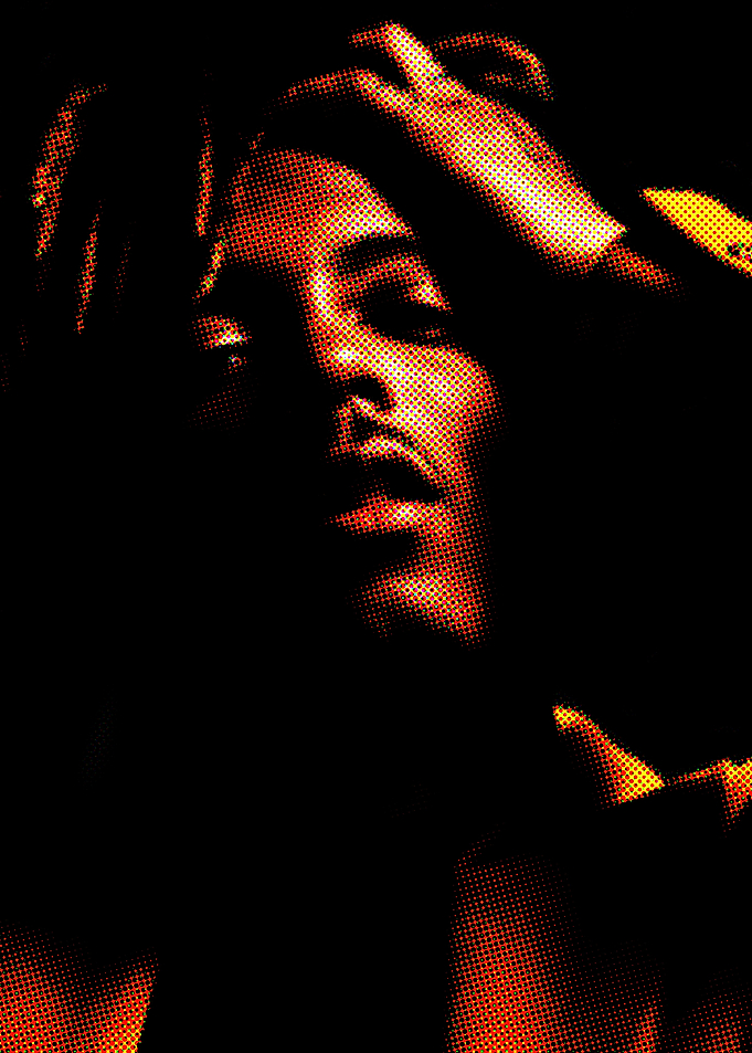 Close-up Portrait in Halftone