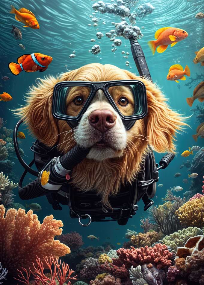 Golden Retriever Diving