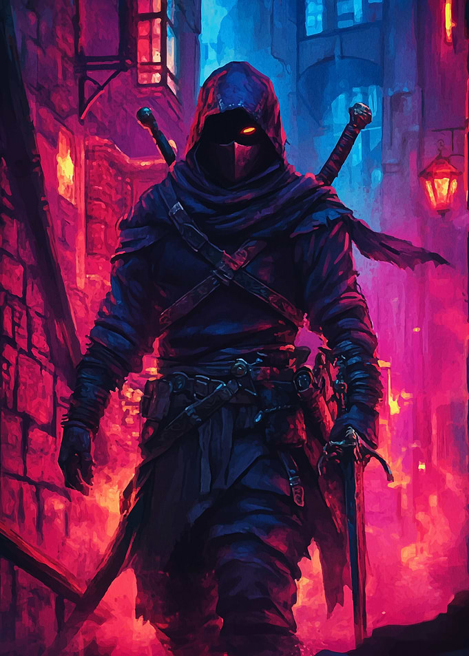 Hooded Figure Cityscape