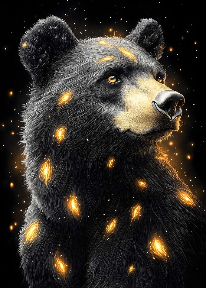 Black Bear with Golden Glow Animal