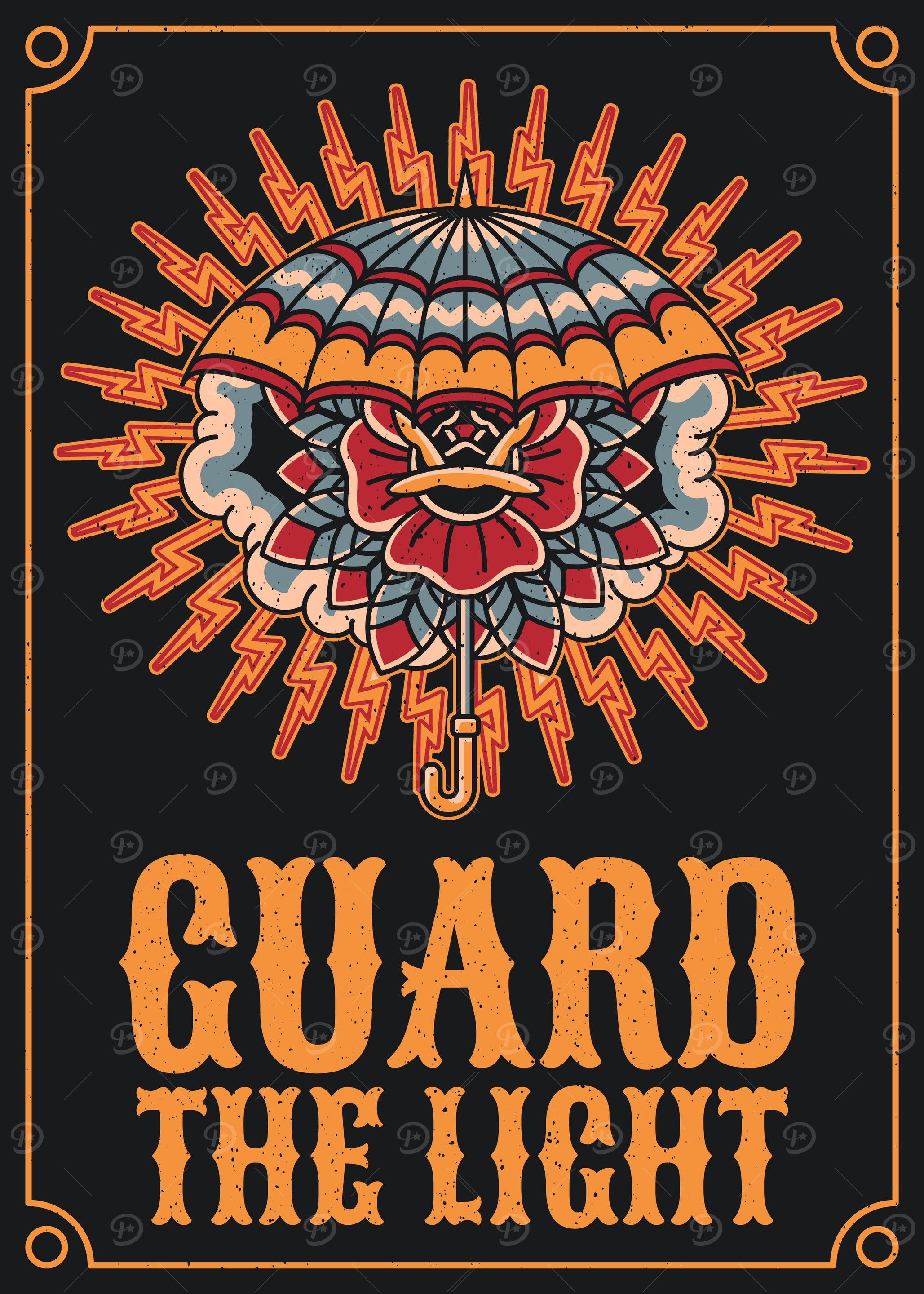 Guard the light vintage tattoo art