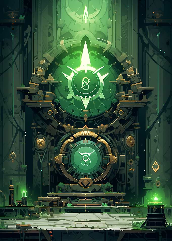 Green Portal with Symbols anime style