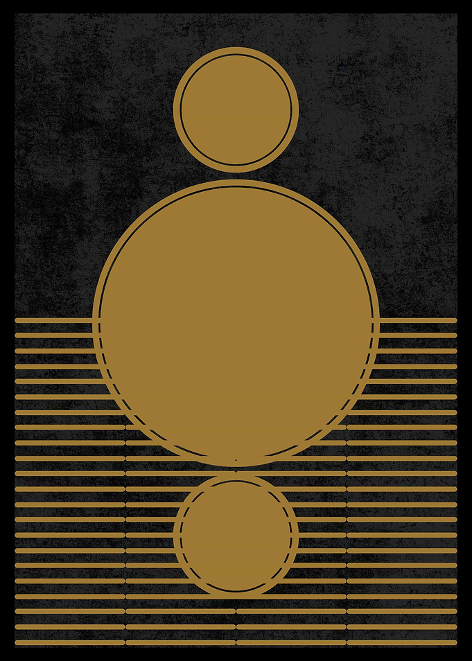 Gold Circles Abstract Art