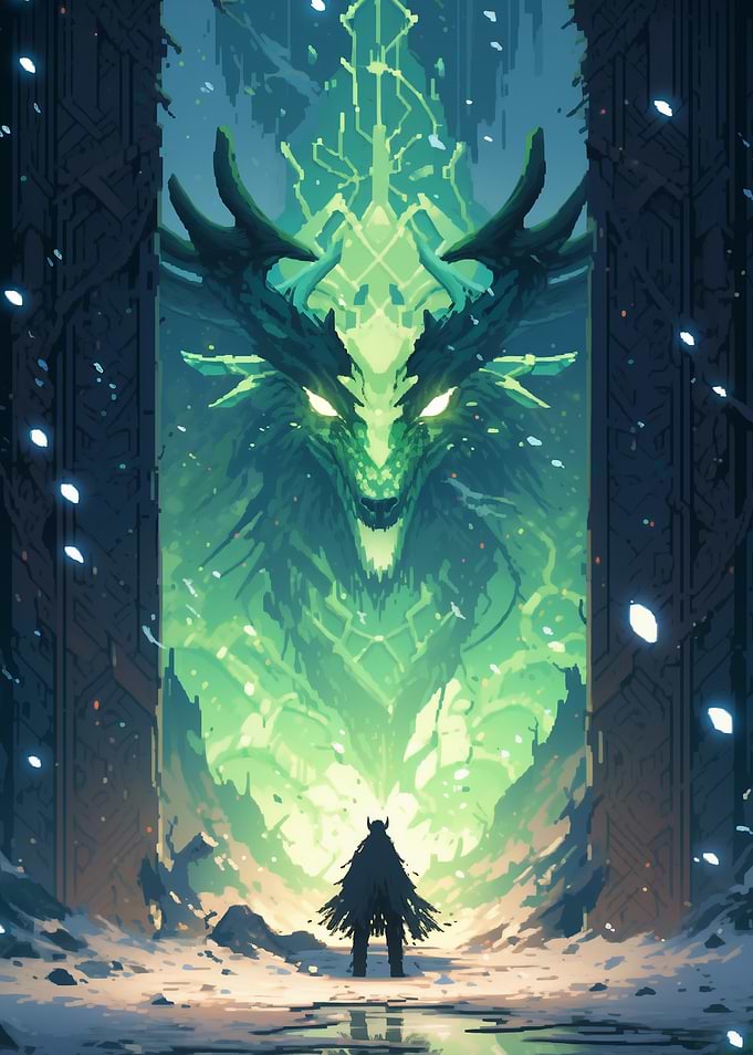 Green Dragon Guardian anime style