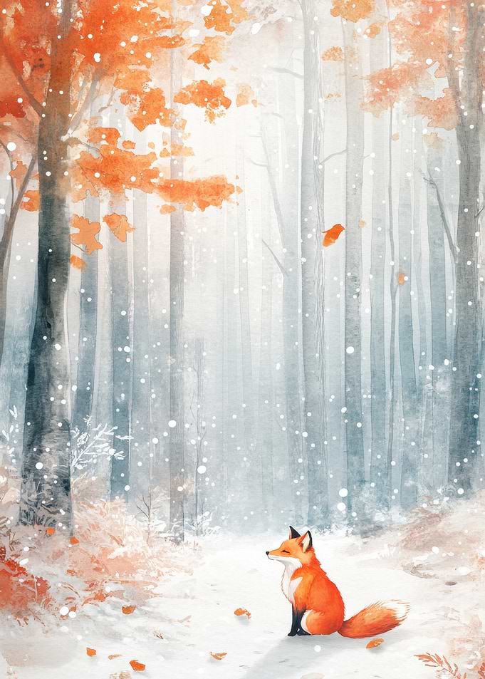 Fox in Winter Forest