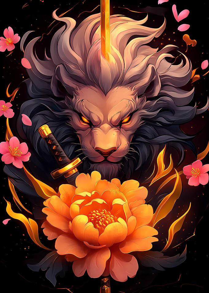 Lion Samurai Art Print