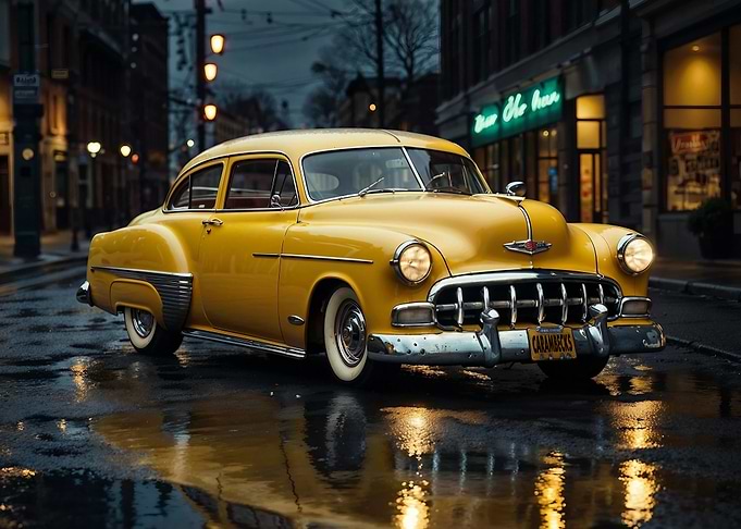 Classic Yellow Sedan