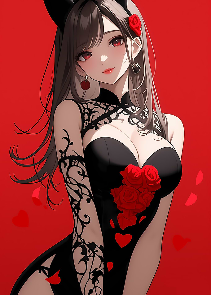 Anime Girl in Black Dress