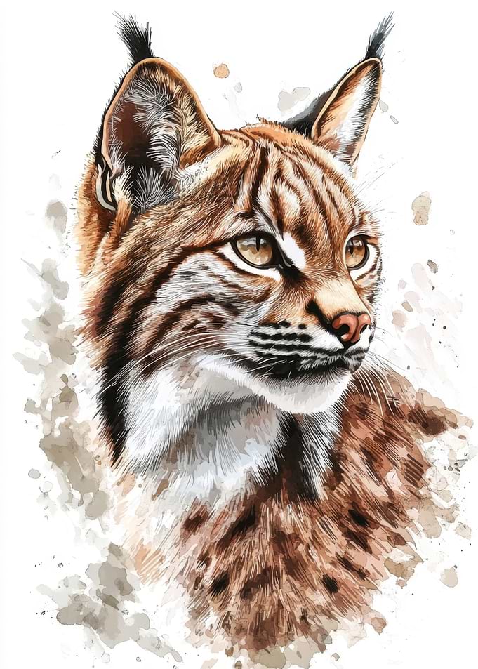 Lynx Watercolor Portrait