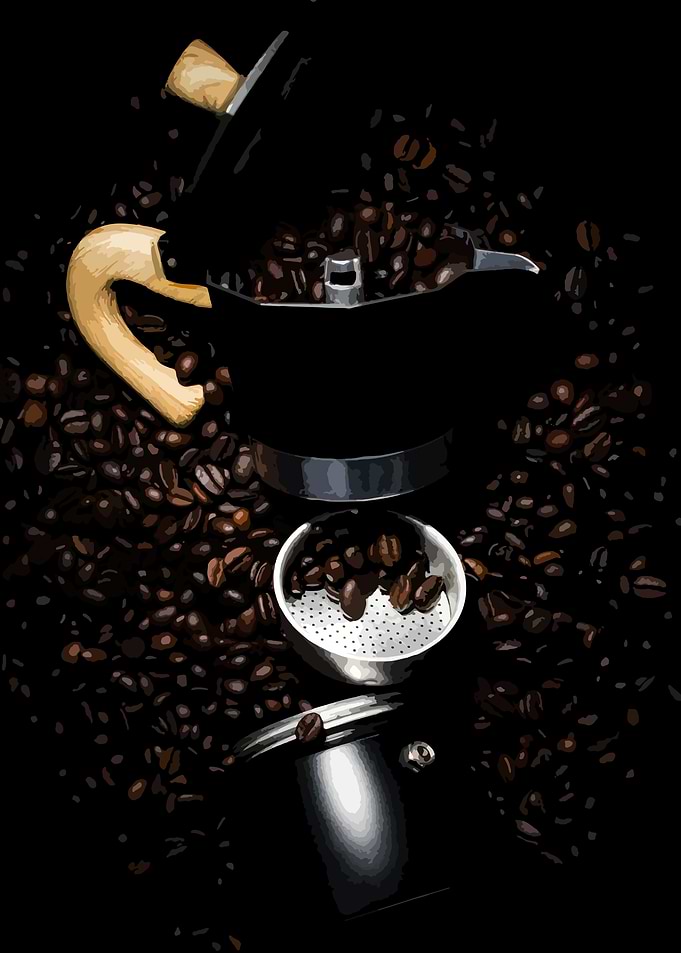 Moka Pot and Coffee Beans