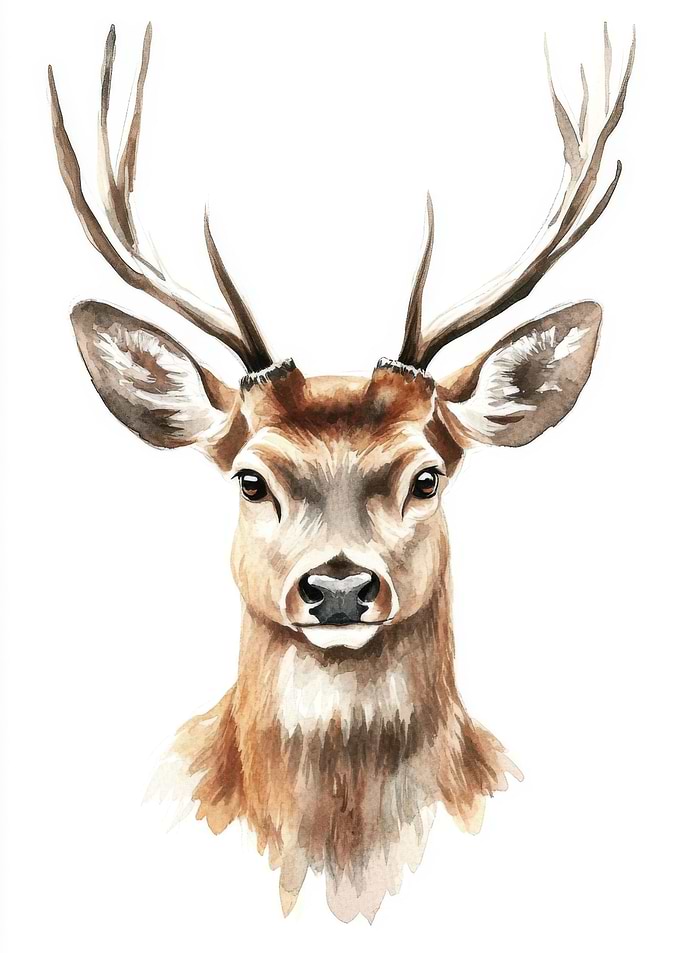 Watercolor Deer Portrait