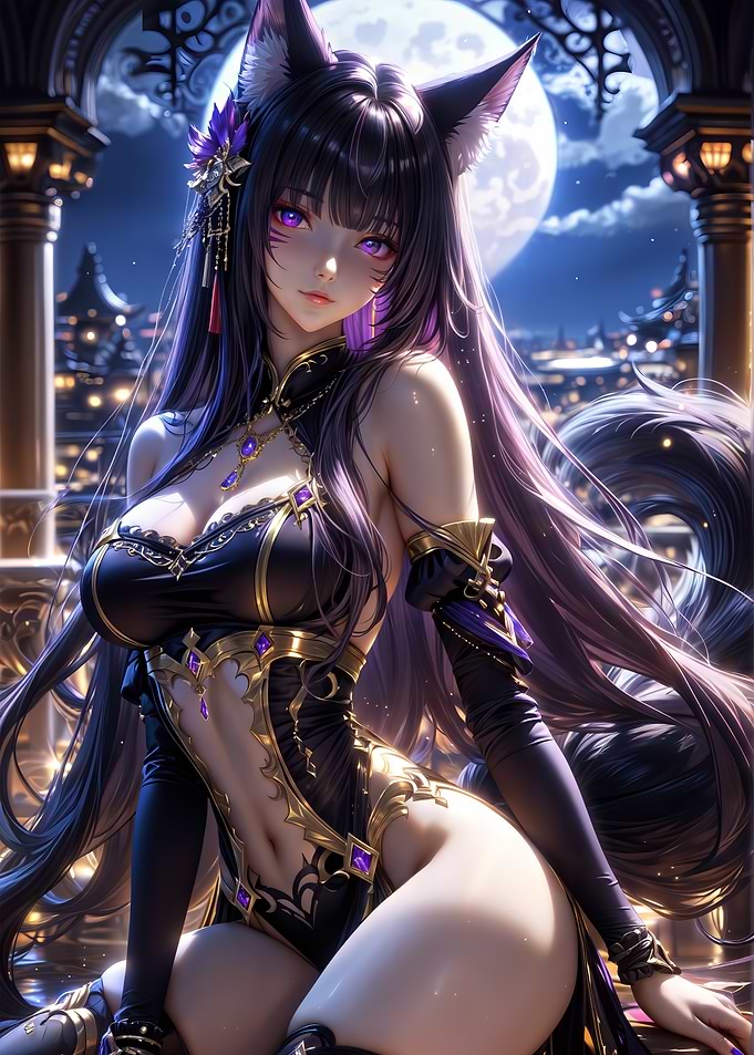 Anime Cat Girl in Night City