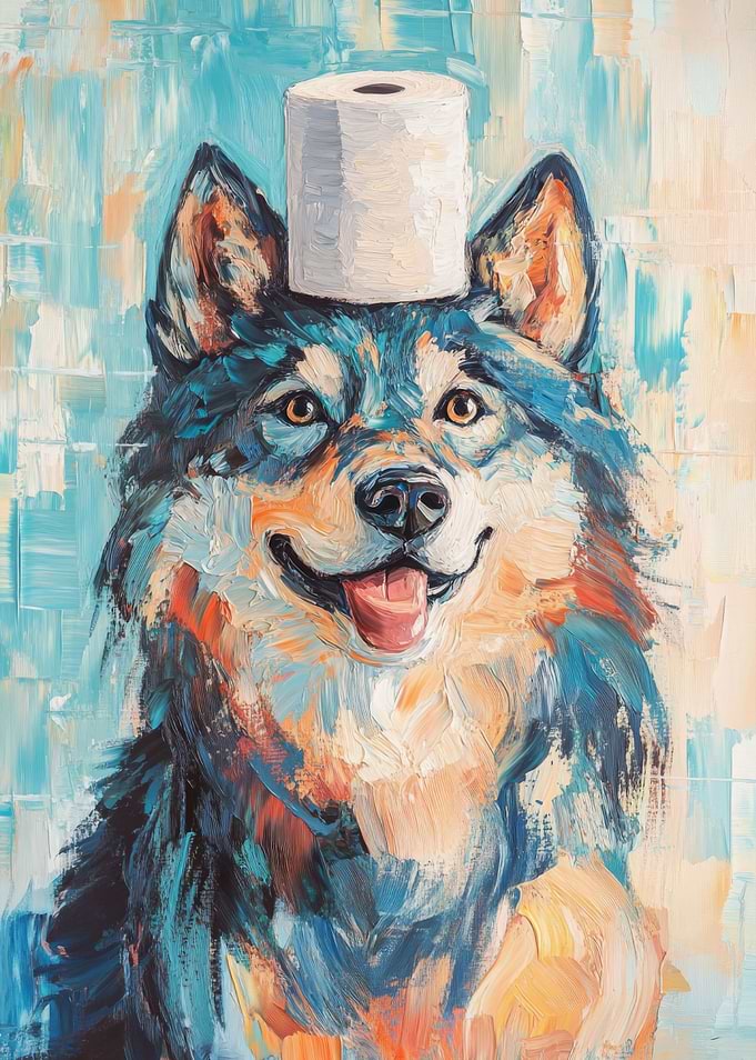 Wolf with Toilet Paper Hat