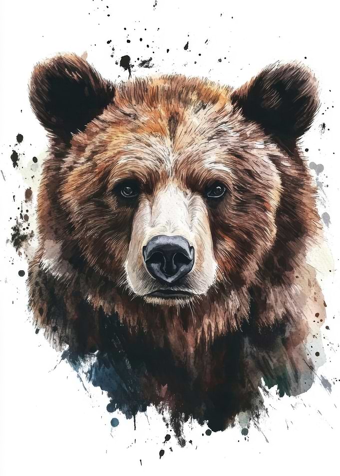 Watercolor Bear Portrait