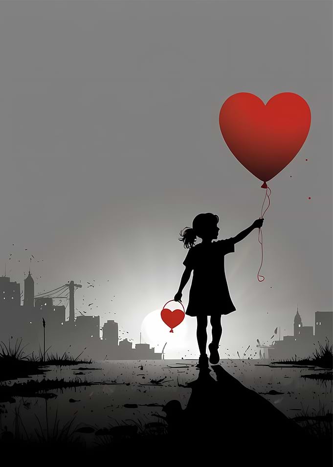 Girl with Heart Balloon