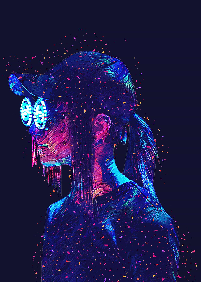 Neon Girl with Confetti
