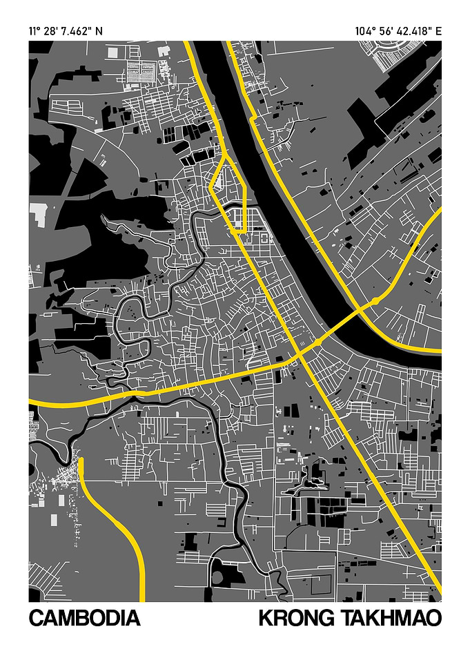 Krong Takhmao City Street Map