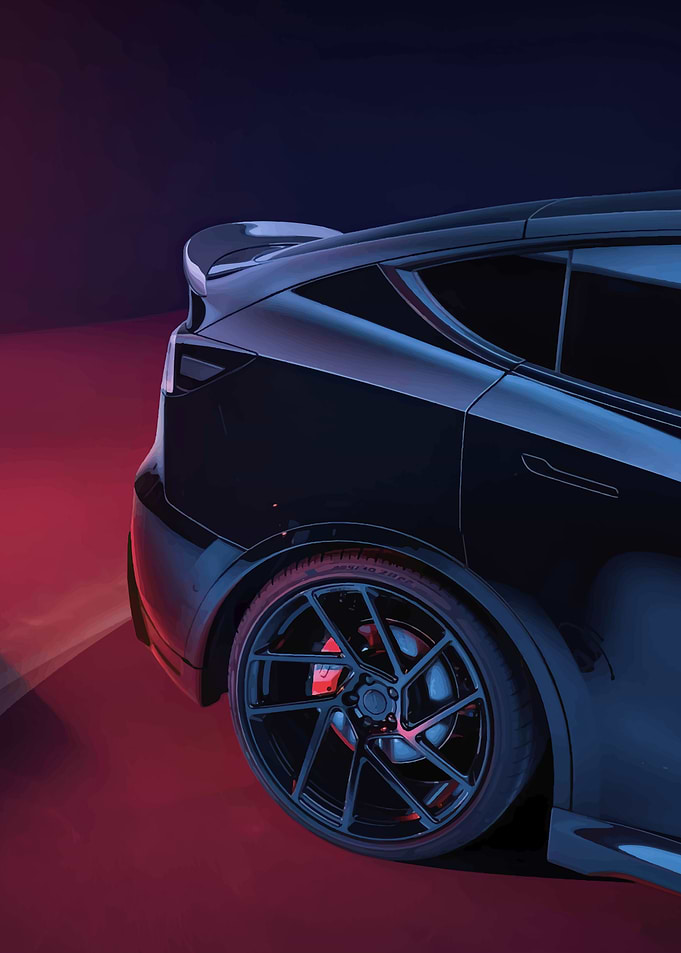Black Tesla Model Y Rear View