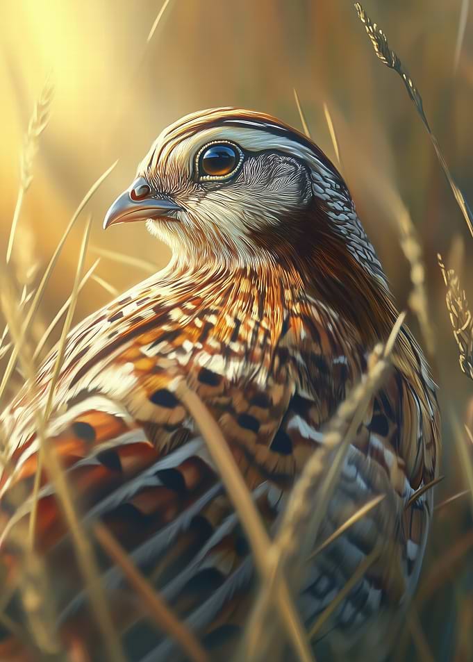 Quail in Golden Grass