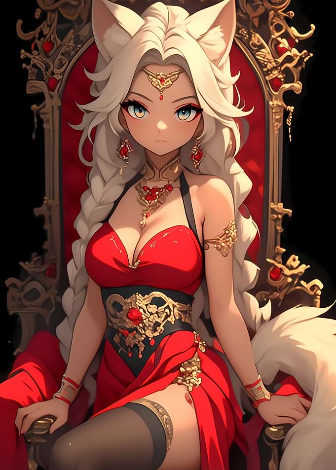 Anime Girl Fox Queen Waifu