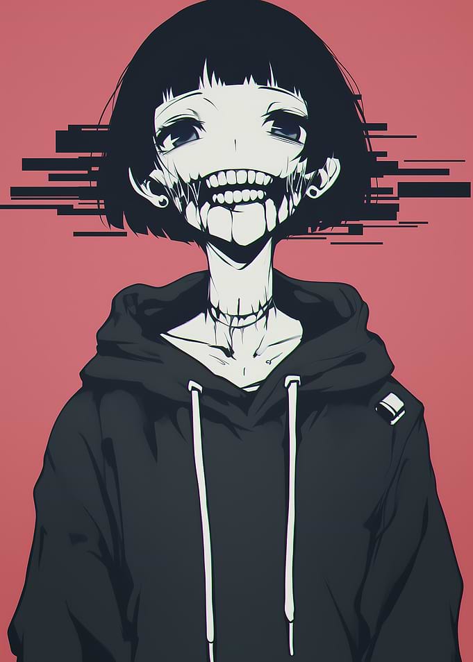 Anime Girl with Glitch Effect