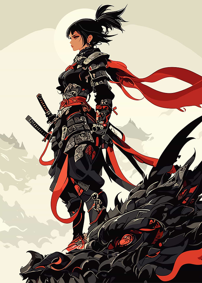 Samurai Warrior with Dragon