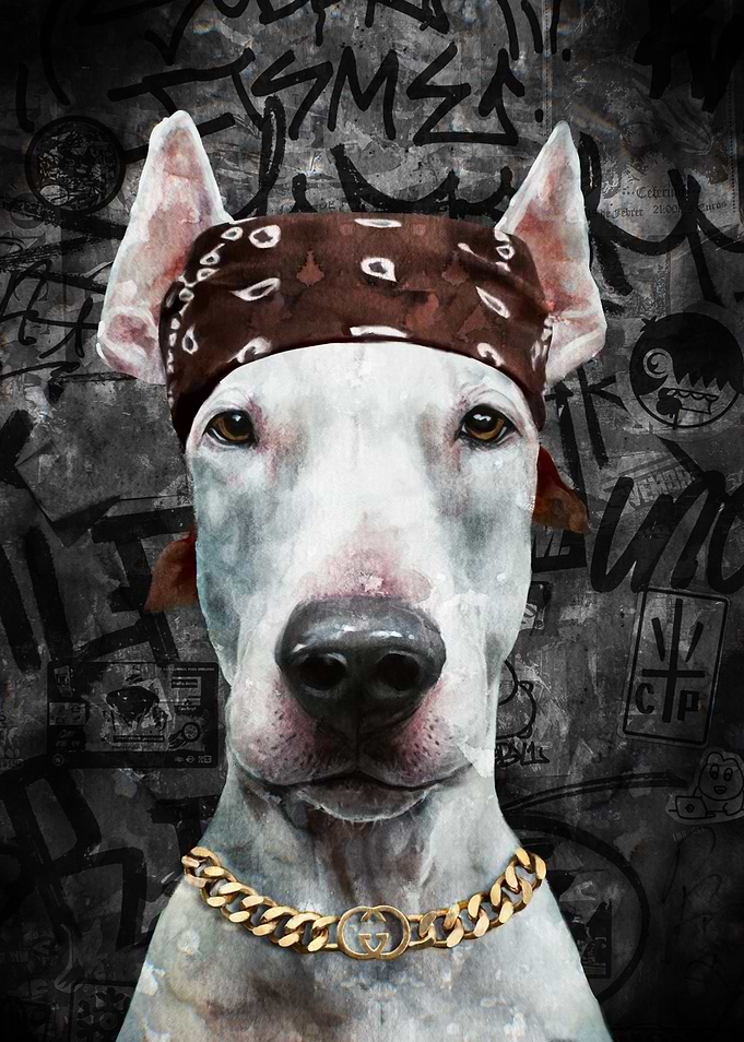 Dog in Bandana and Chain