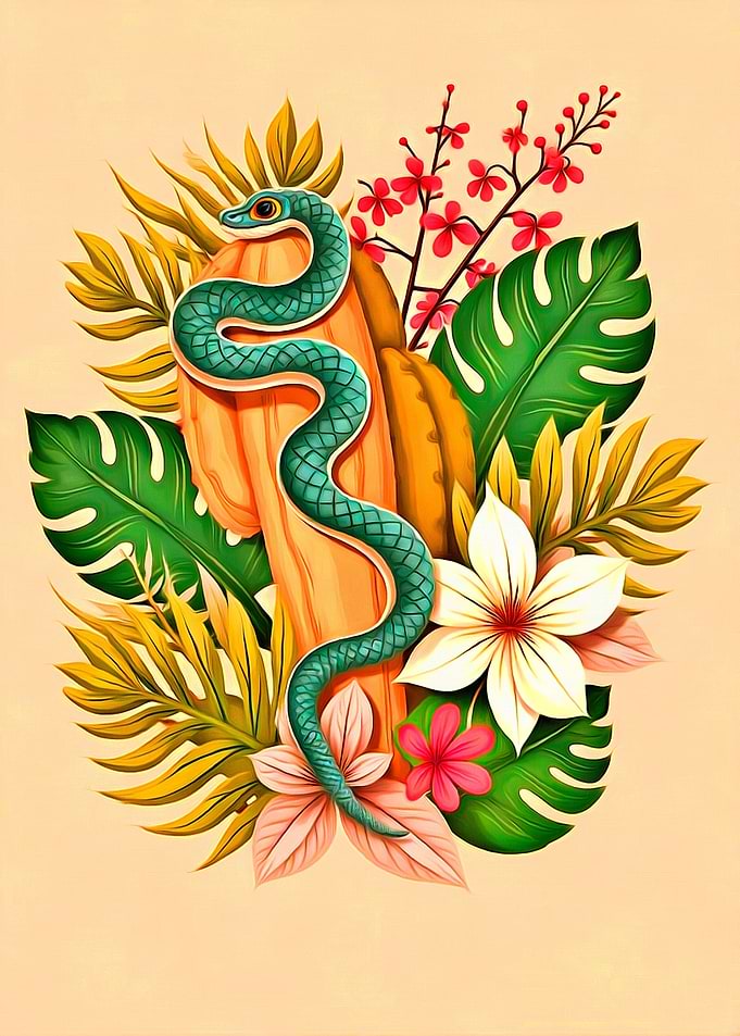 Tropical Snake Illustration