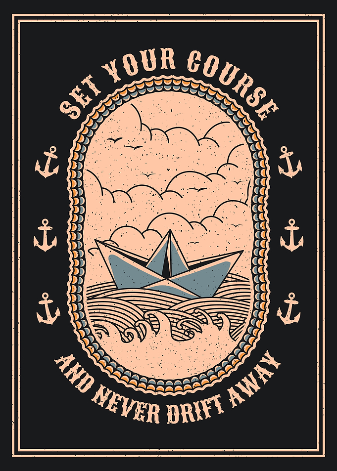 Vintage paper boat nautical art