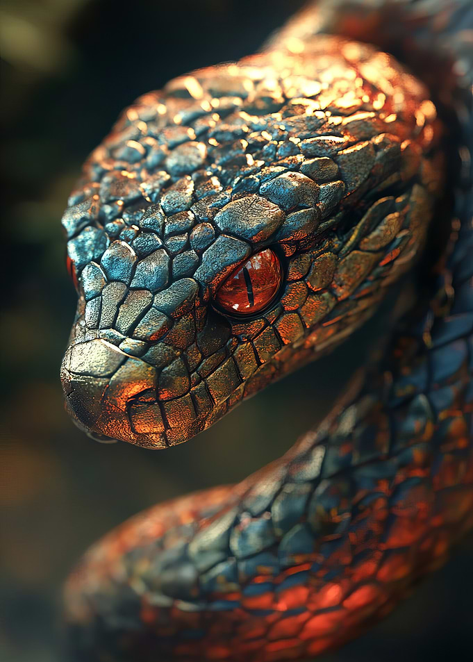 Close-up Snake with Red Eyes