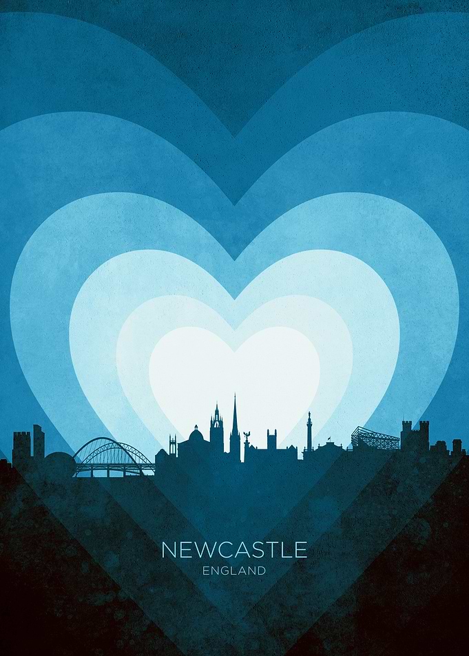 Newcastle England Skyline Hearts Blue
