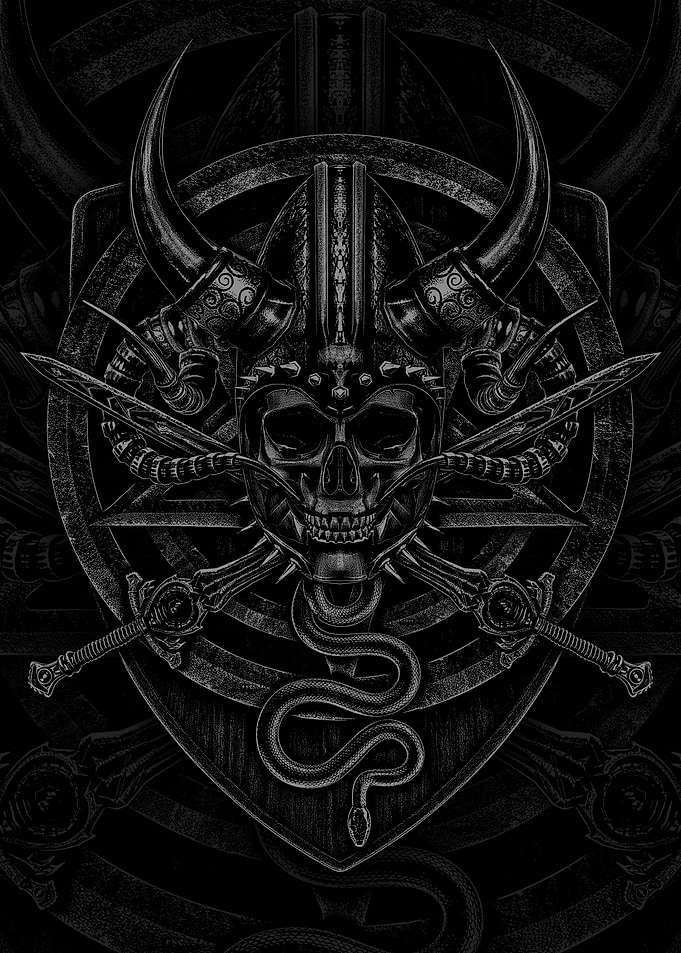 Skull with helmet