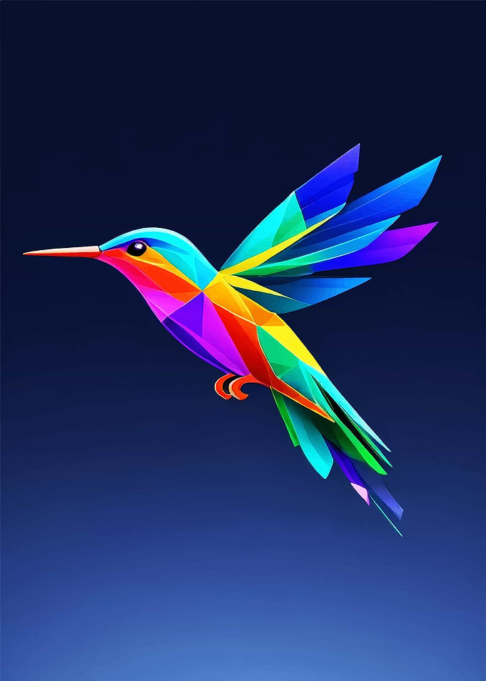 Colorful Hummingbird In Mid-Flight