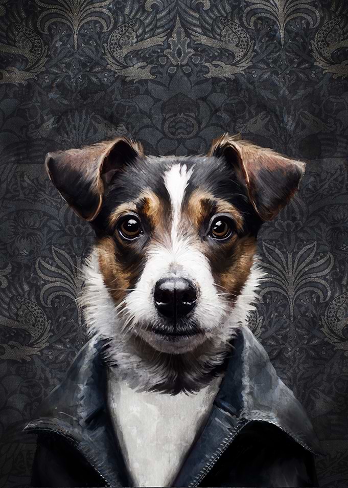Dog in Leather Jacket