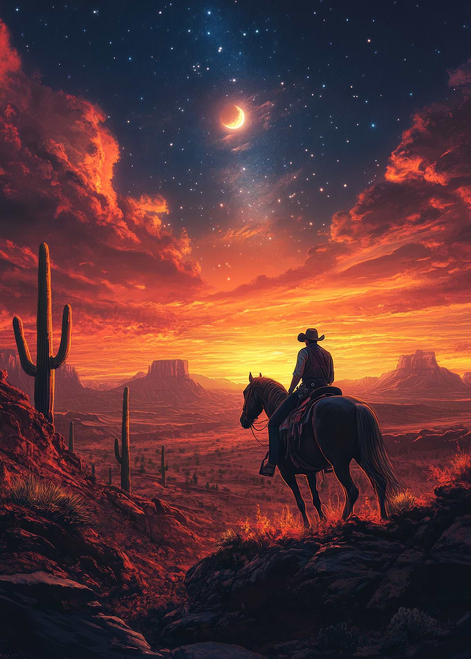 Cowboy at Sunset