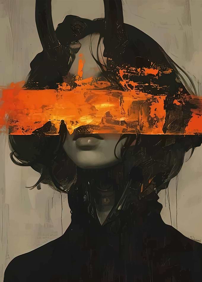 Cyberpunk Woman with Sunset