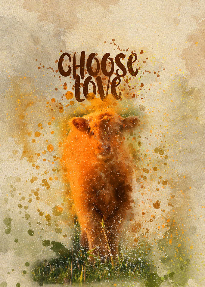 Choose Love baby cow calf painting
