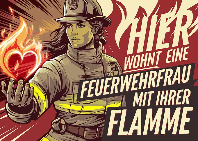 Feuerwehrfrau und ihre Flamme