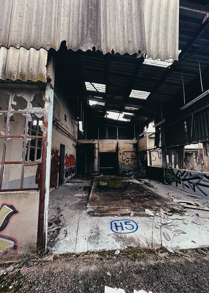 Abandoned Factory Interior and Graffiti during Urbex