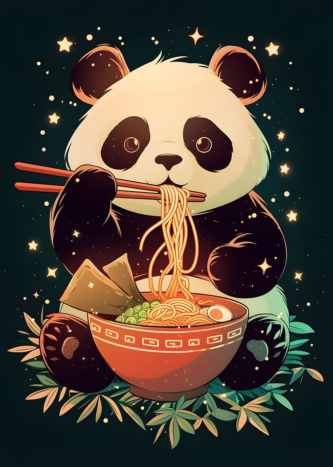 Panda Eating Ramen