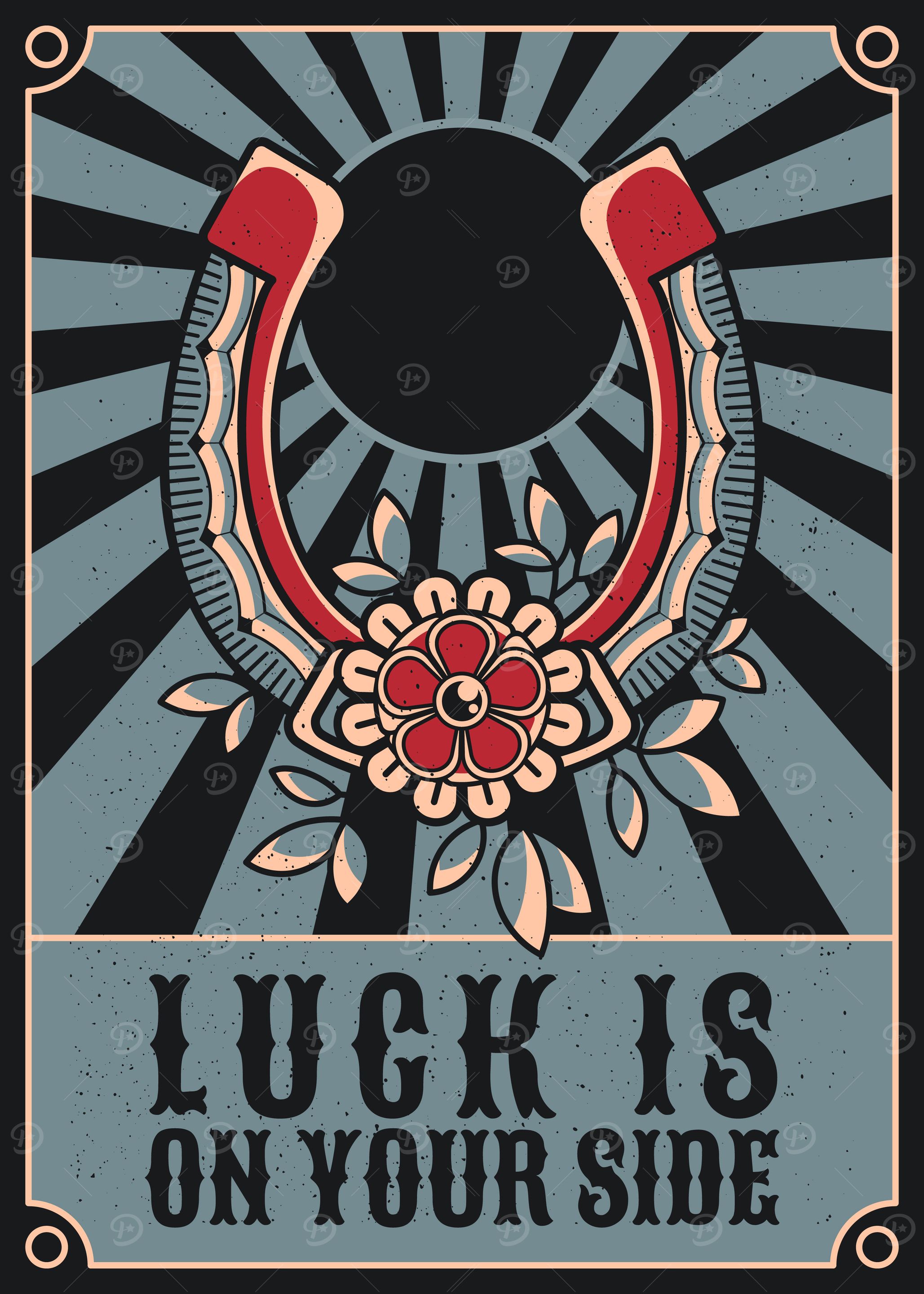 Lucky side vintage art illustration