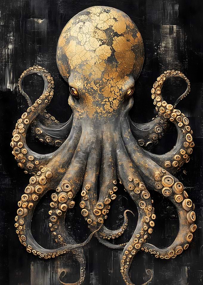 Golden Octopus Art Animal