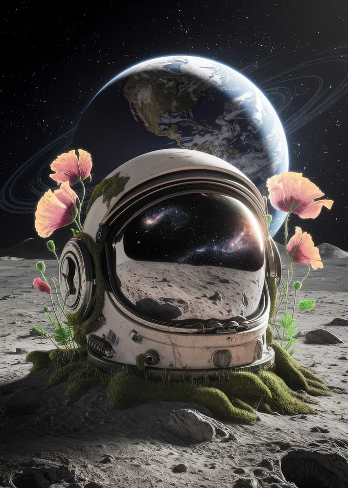Astronaut Helmet on the Moon