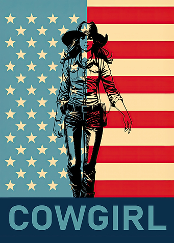 Cowgirl American Flag