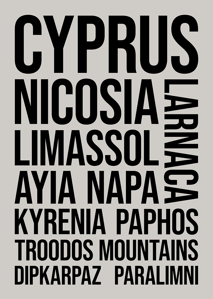 Cyprus Cities Typography Word Art